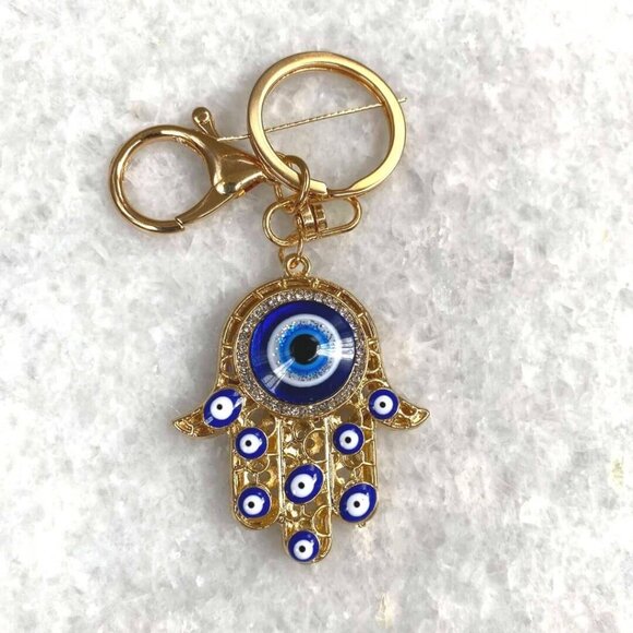 Goldtone Protection Evil Eye Hamsa Hand Keychain NEW 🧿 🪬 - Picture 4 of 4